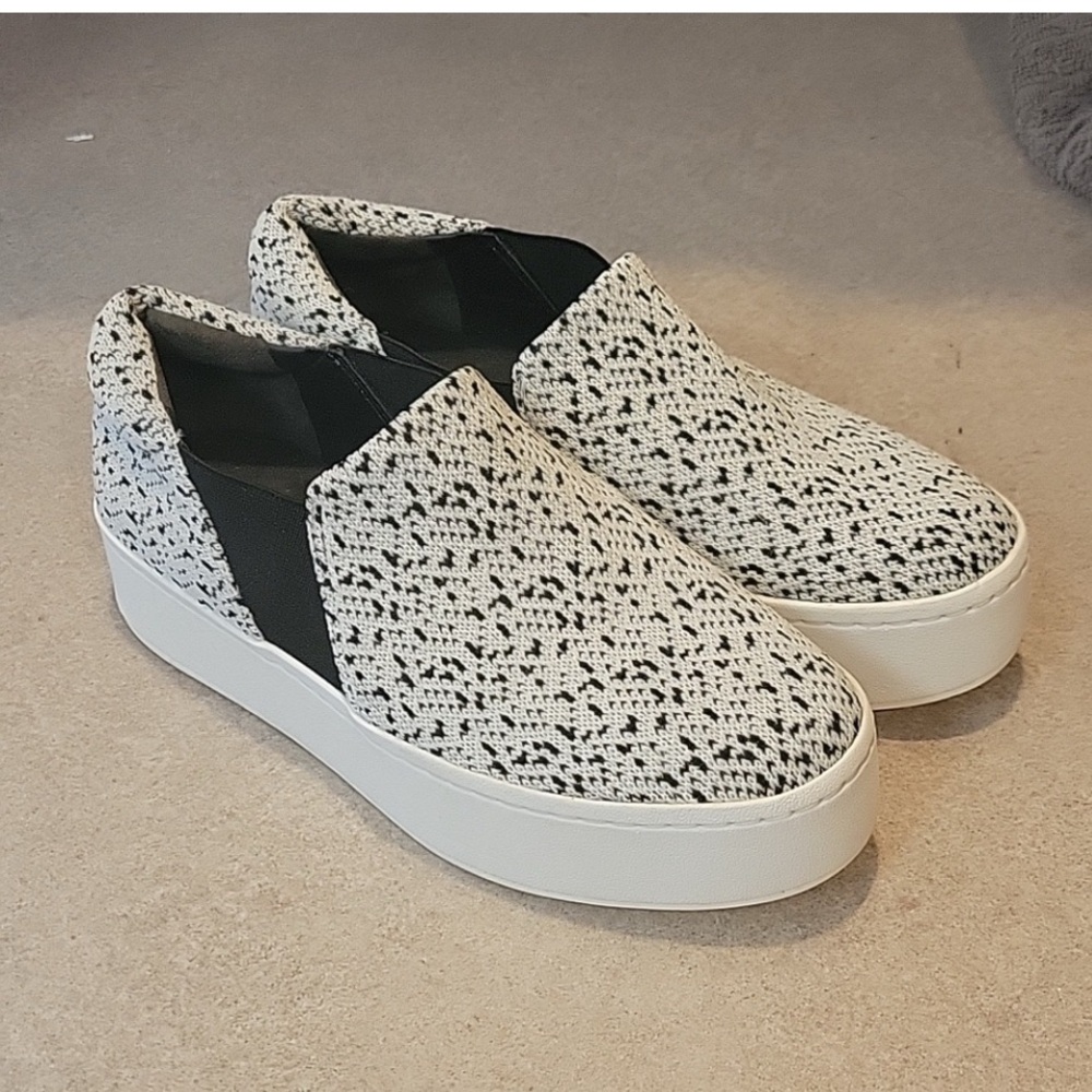 VINCE Women’s Black/White Warren Knit Slip-on Platform Sneakers Size 5.5
